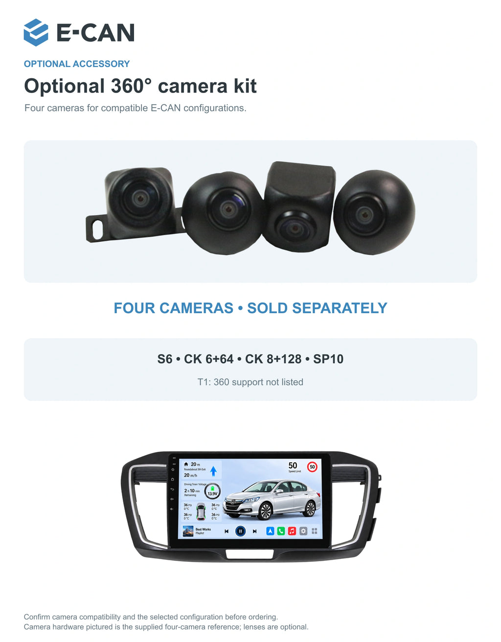 Honda Accord 9 · right-hand drive 2013–2015 10-inch — 05 360 camera option; installation/UI graphics are illustrative