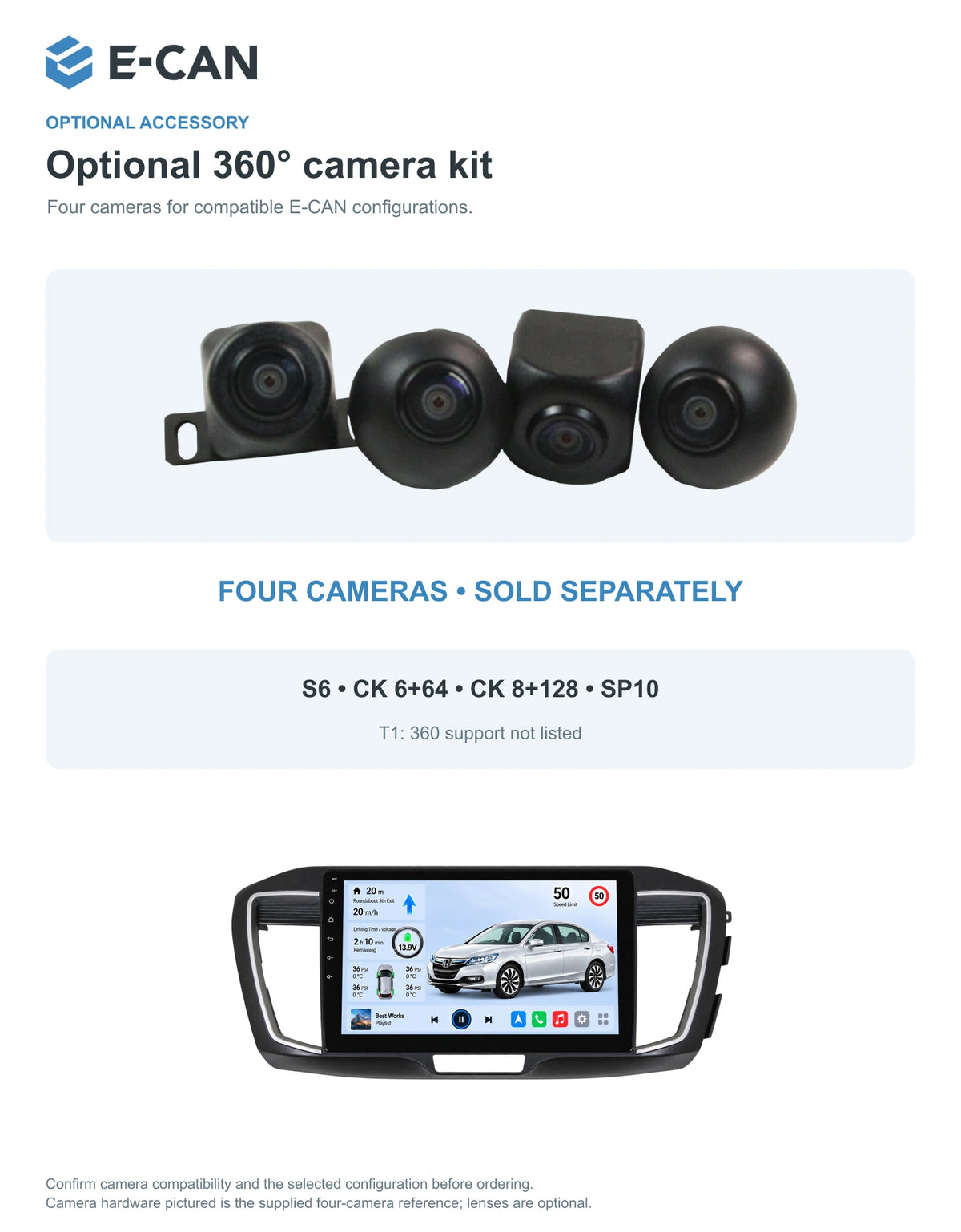Honda Accord 9 · right-hand drive 2013–2015 10-inch — 05 360 camera option; installation/UI graphics are illustrative