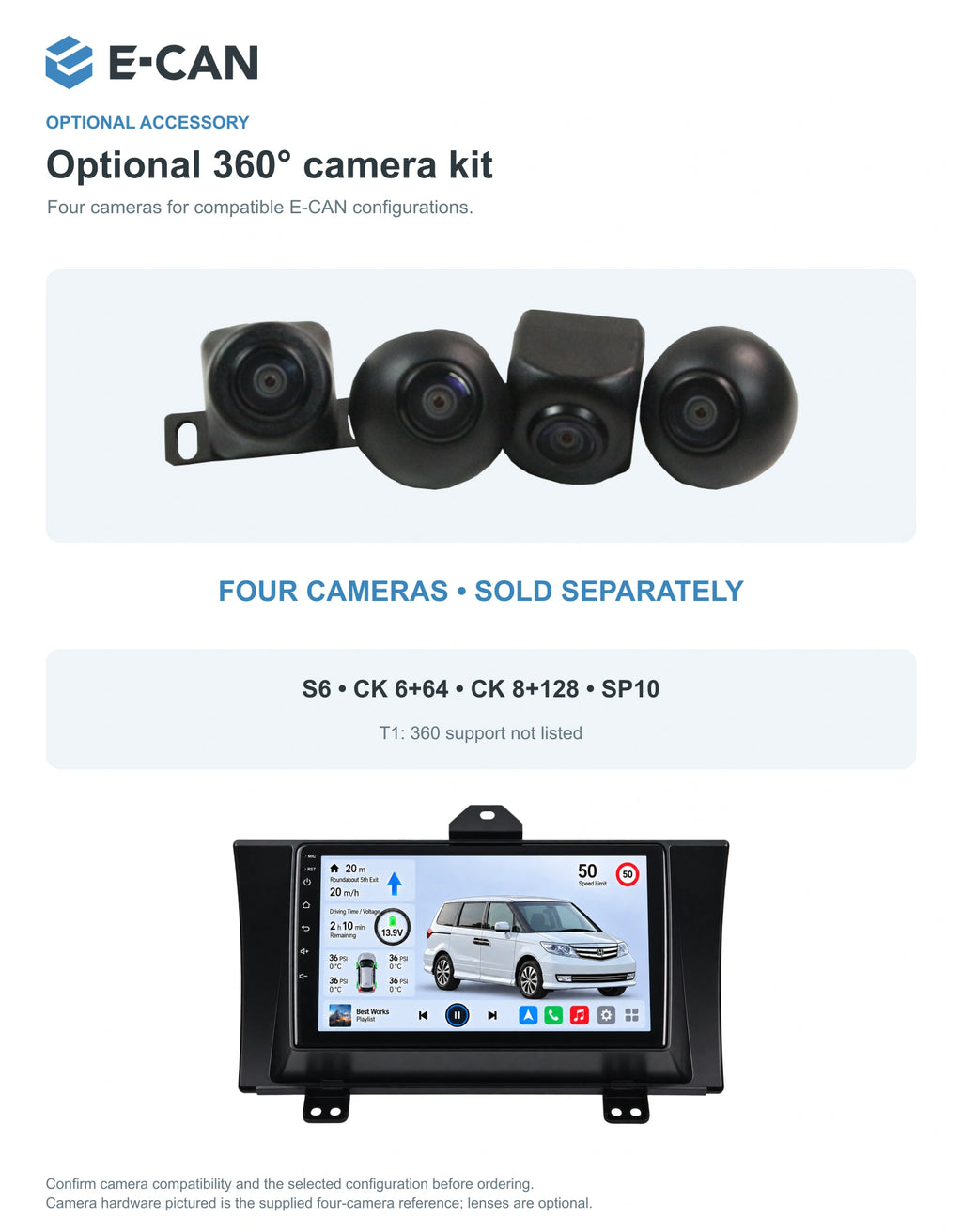 Honda Elysion · China 2012–2015 9-inch — 05 360 camera option; installation/UI graphics are illustrative