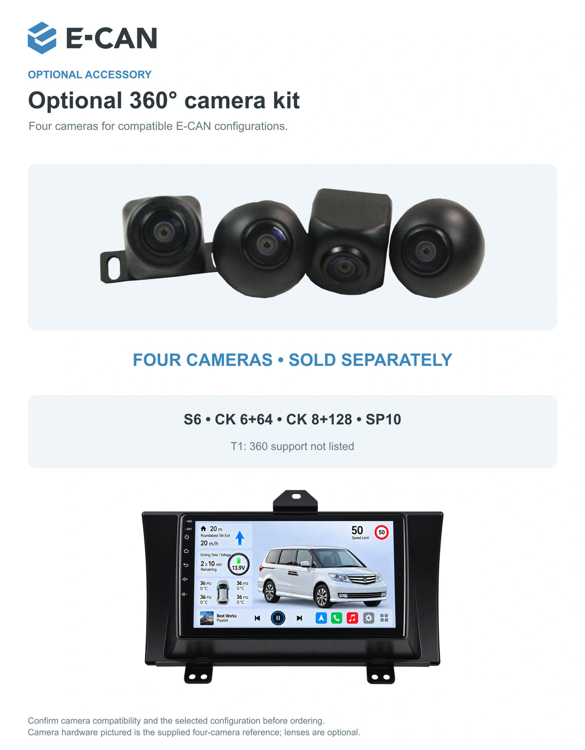 Honda Elysion · China 2012–2015 9-inch — 05 360 camera option; installation/UI graphics are illustrative