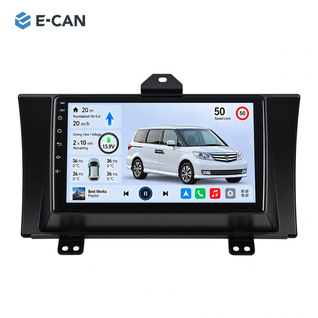 Honda Elysion · China 2012–2015 9-inch — 01 product white; installation/UI graphics are illustrative