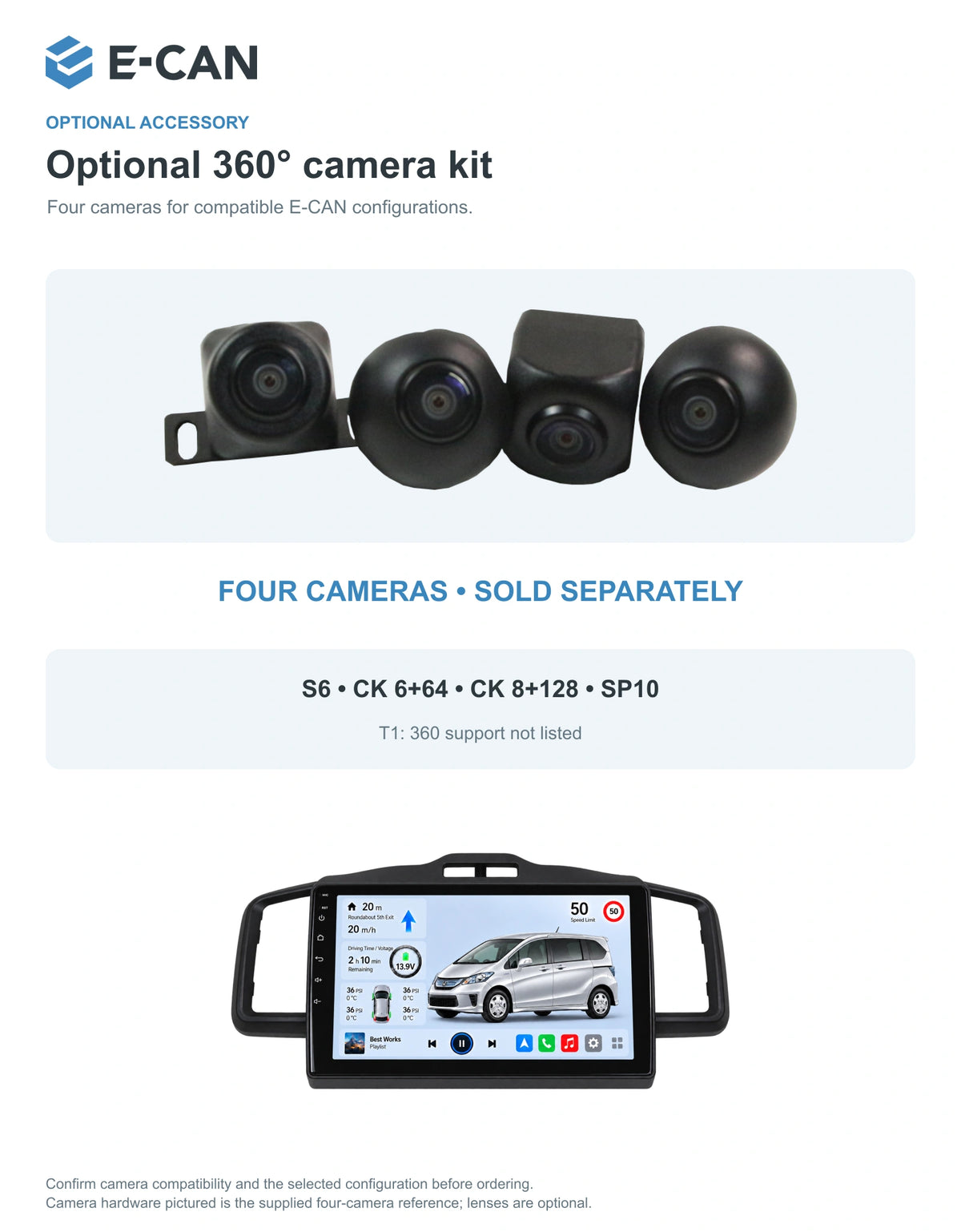 Honda FREED · black fascia 2011–2014 10.1-inch — 05 360 camera option; installation/UI graphics are illustrative