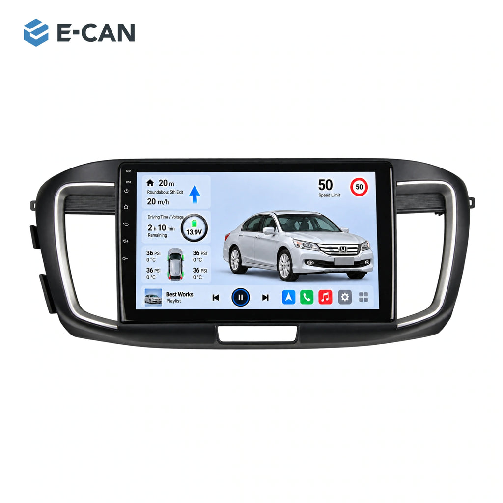 E-CAN 10.1-inch head unit and fascia for Honda Accord 9 2.0L 2014–2015 LHD dashboard