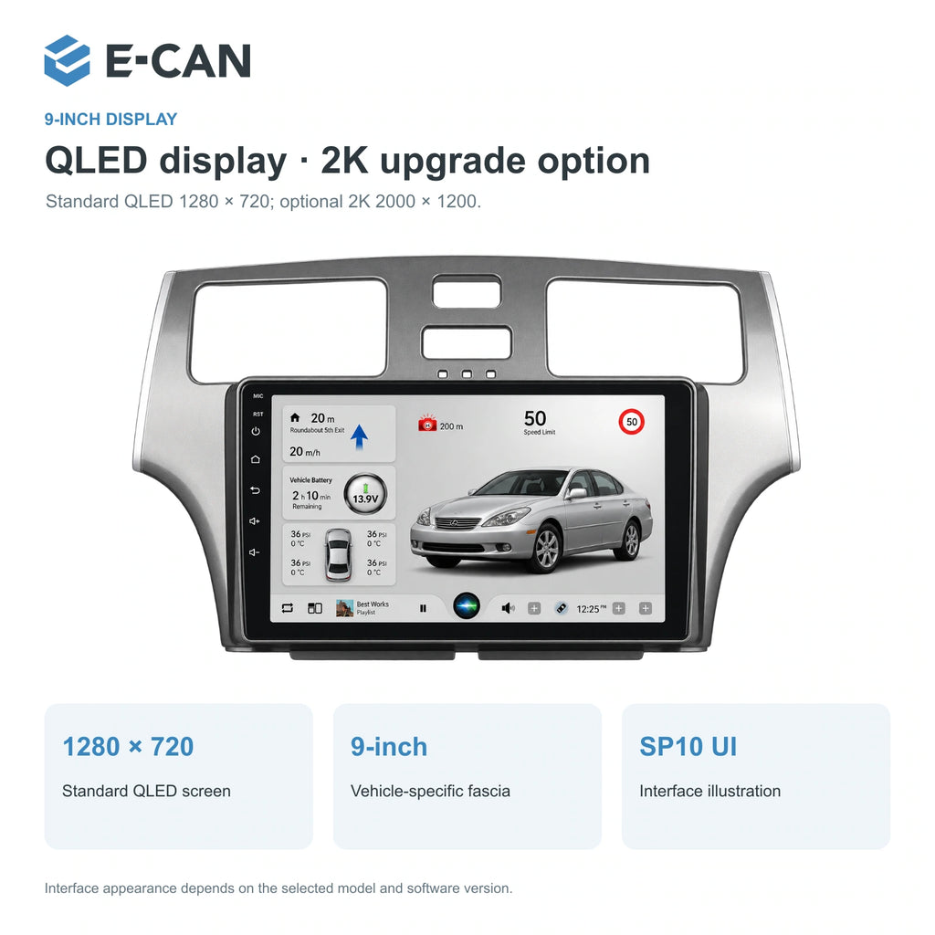 QLED display · 2K upgrade option for Lexus ES XV30 XV30 2001–2006