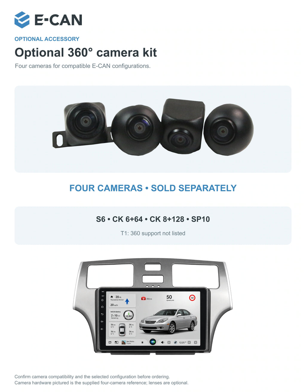 Optional 360° four-camera kit for Lexus ES XV30 XV30 2001–2006