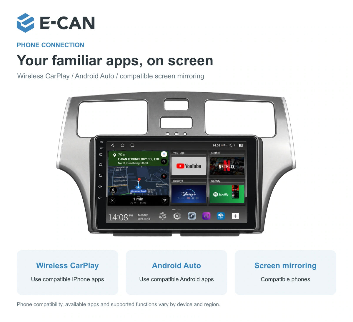 Wireless CarPlay, Android Auto and screen mirroring for Lexus ES XV30 XV30 2001–2006