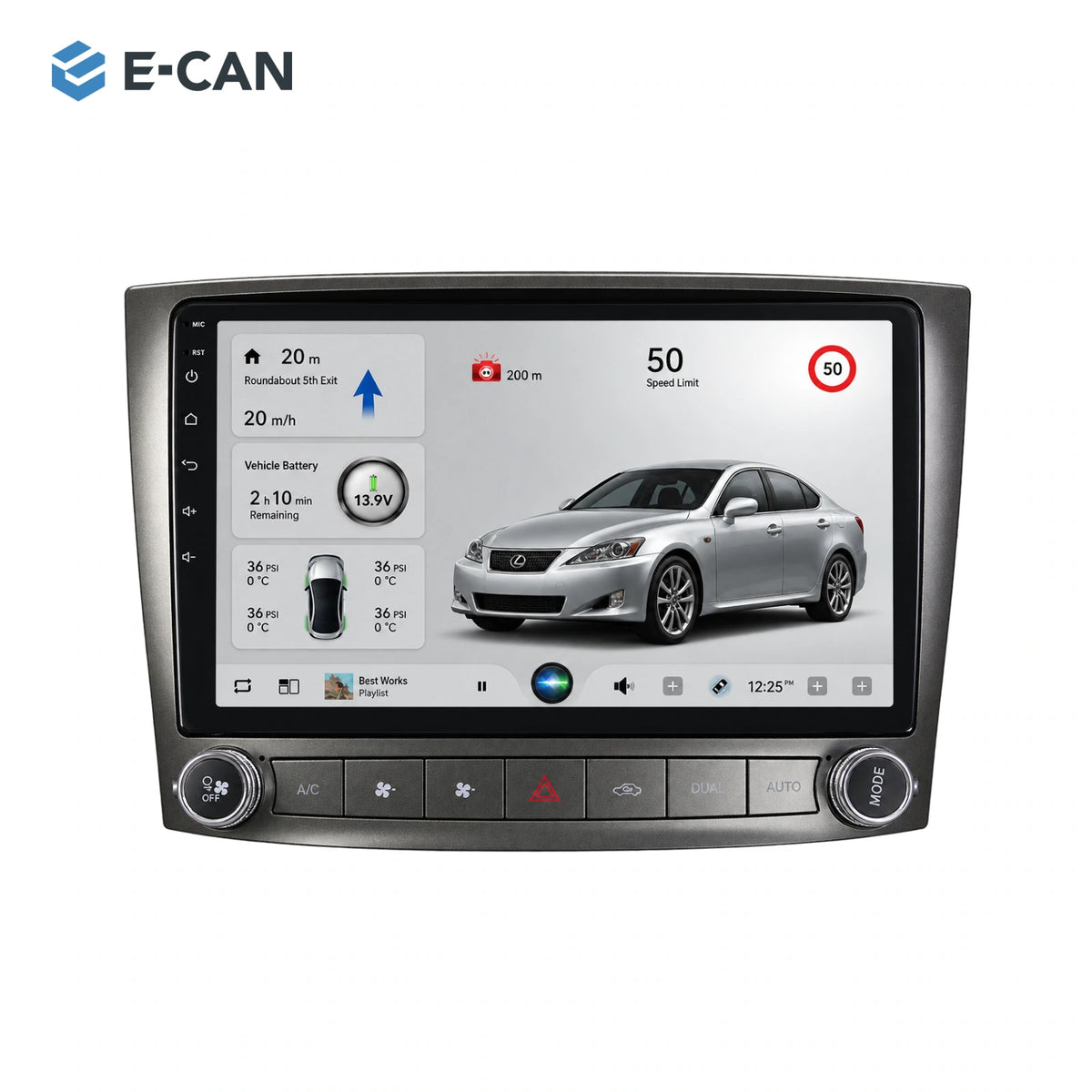 10.1-inch head unit with vehicle-specific fascia and SP10 interface for Lexus IS250 XE20 XE20 2006–2012