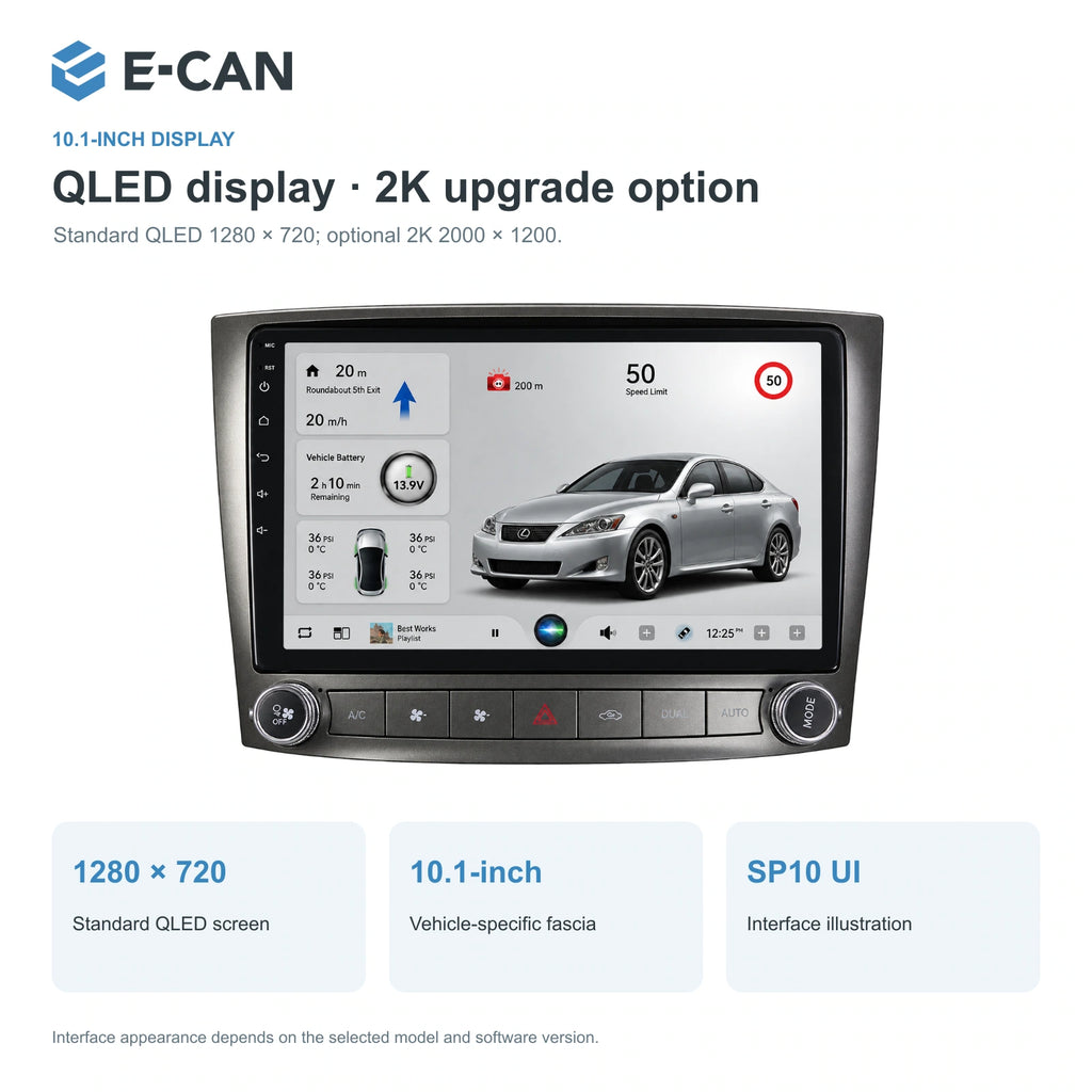 QLED display · 2K upgrade option for Lexus IS250 XE20 XE20 2006–2012