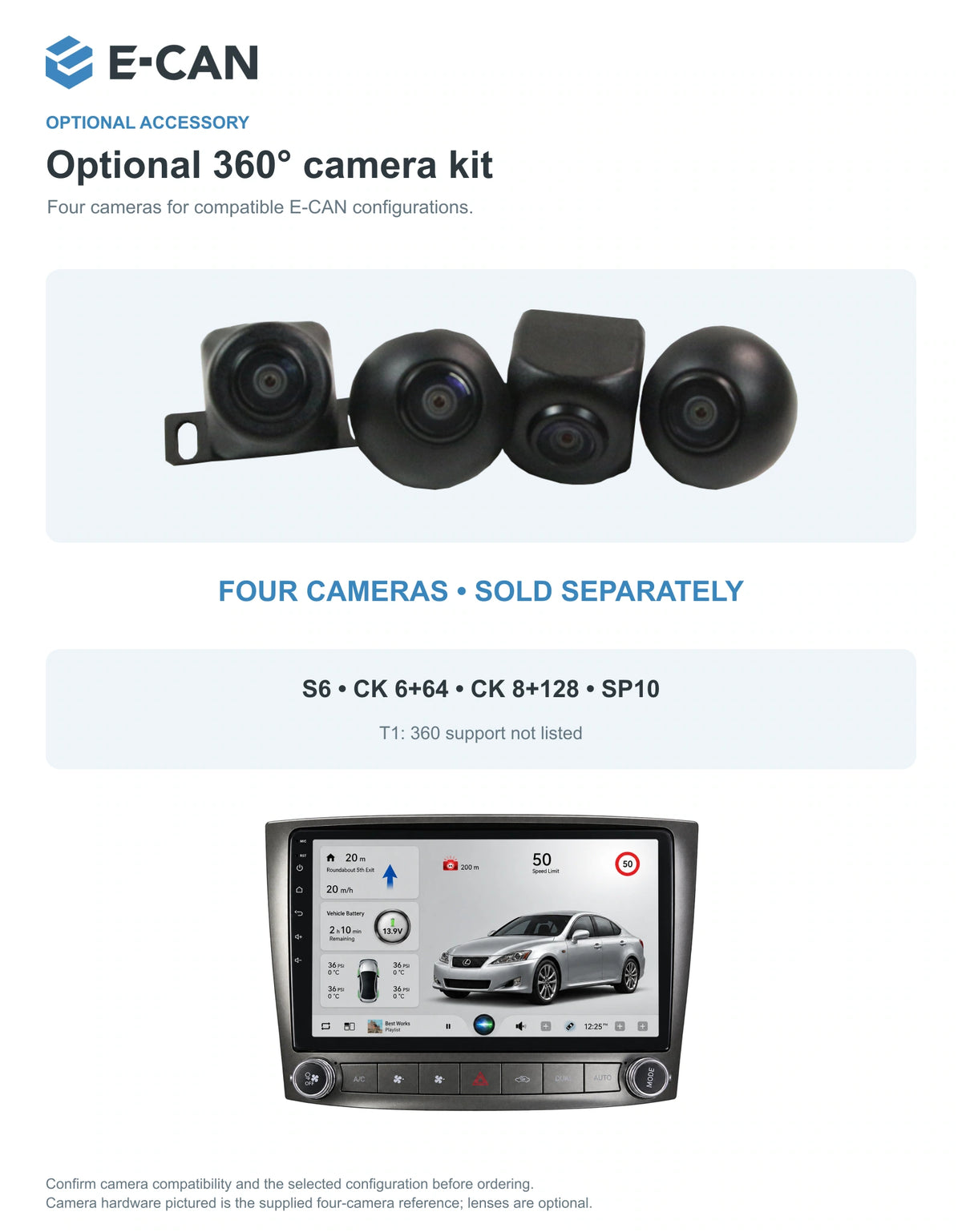 Optional 360° four-camera kit for Lexus IS250 XE20 XE20 2006–2012