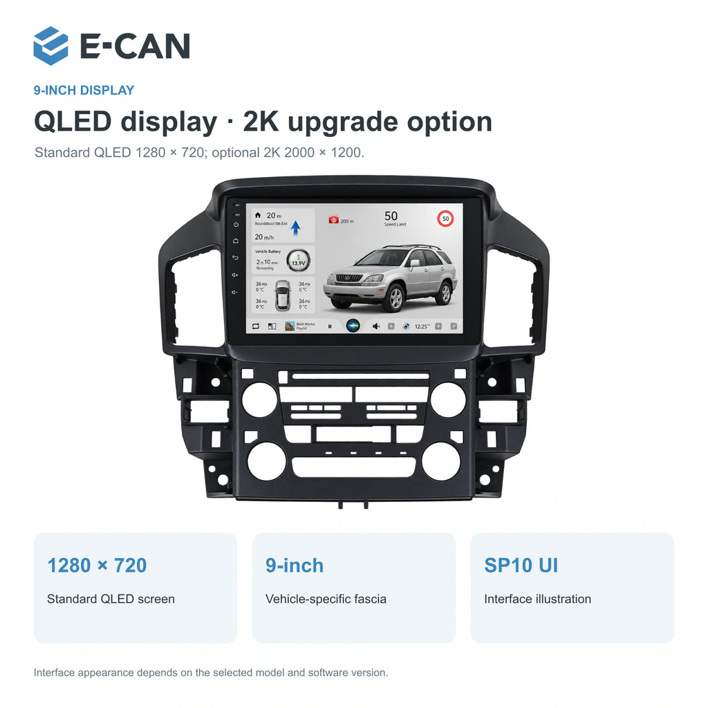 QLED display · 2K upgrade option for Lexus RX300 XU10 XU10 1998–2003
