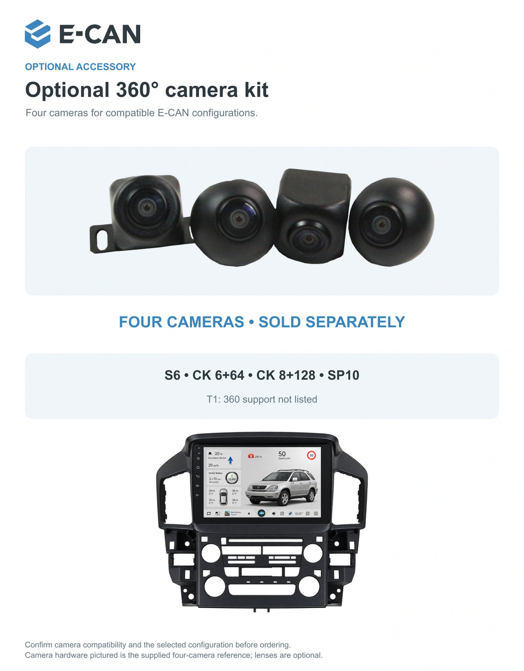 Optional 360° four-camera kit for Lexus RX300 XU10 XU10 1998–2003