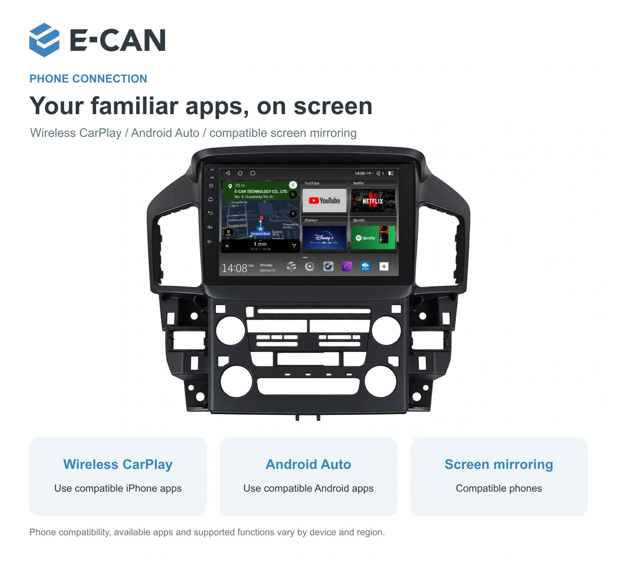 Wireless CarPlay, Android Auto and screen mirroring for Lexus RX300 XU10 XU10 1998–2003