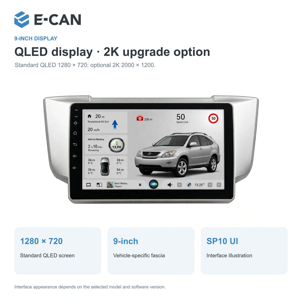 QLED display · 2K upgrade option for Lexus RX XU30 XU30 2003–2009