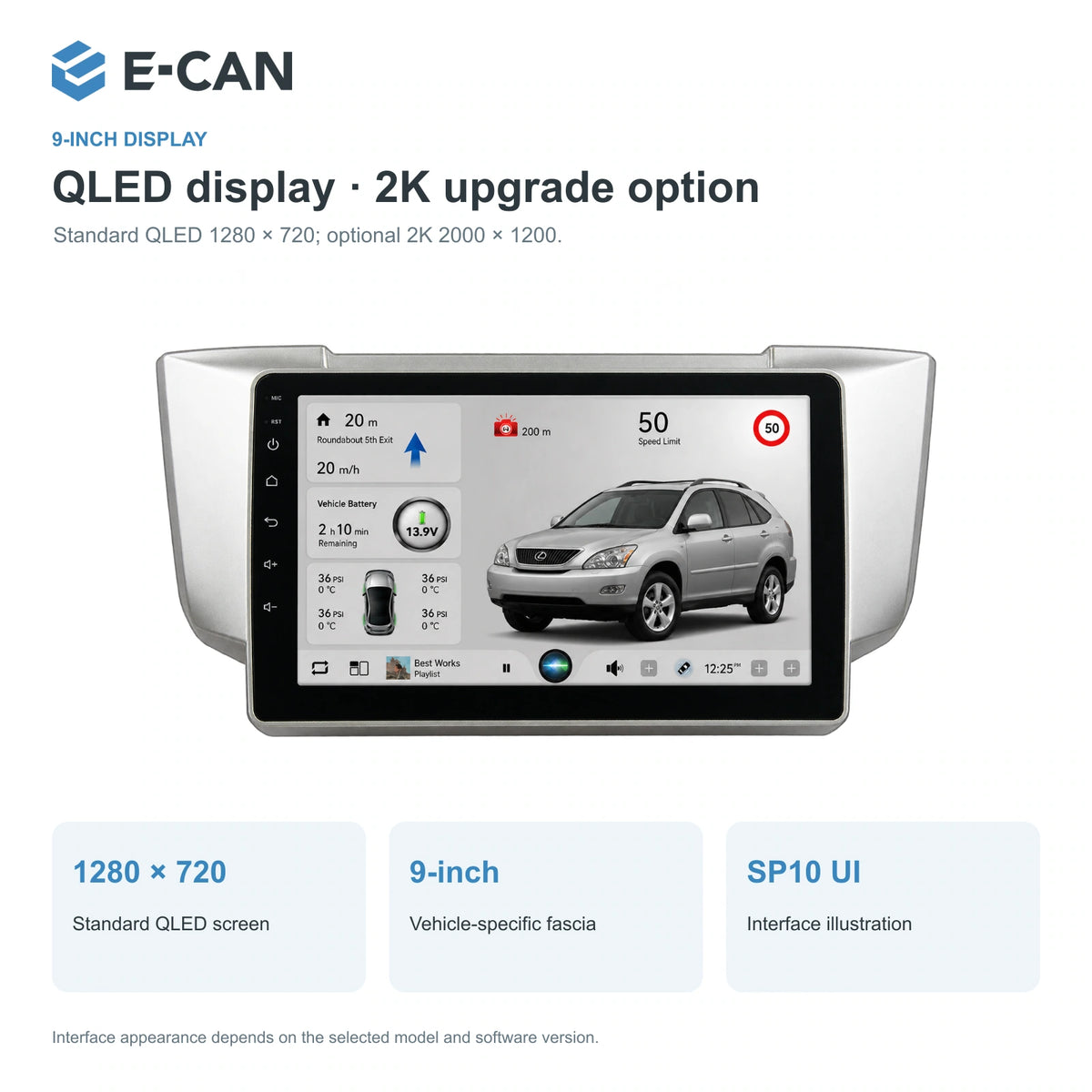 QLED display · 2K upgrade option for Lexus RX XU30 XU30 2003–2009