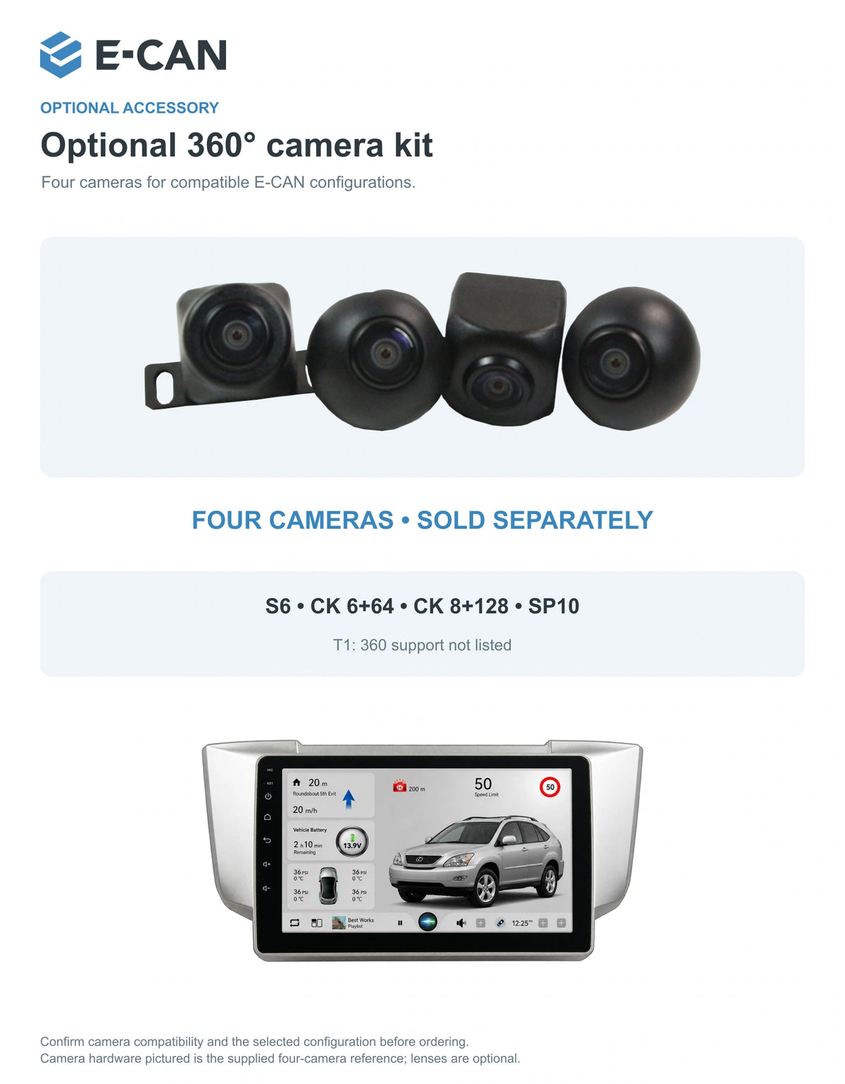 Optional 360° four-camera kit for Lexus RX XU30 XU30 2003–2009