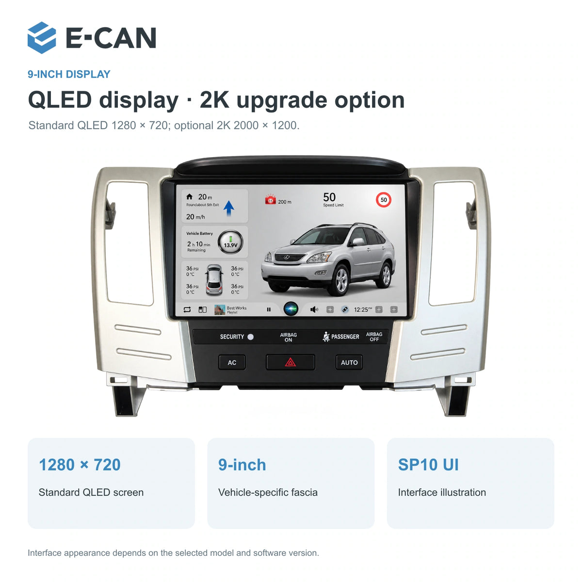 QLED display · 2K upgrade option for Lexus RX XU30 XU30 2003–2009