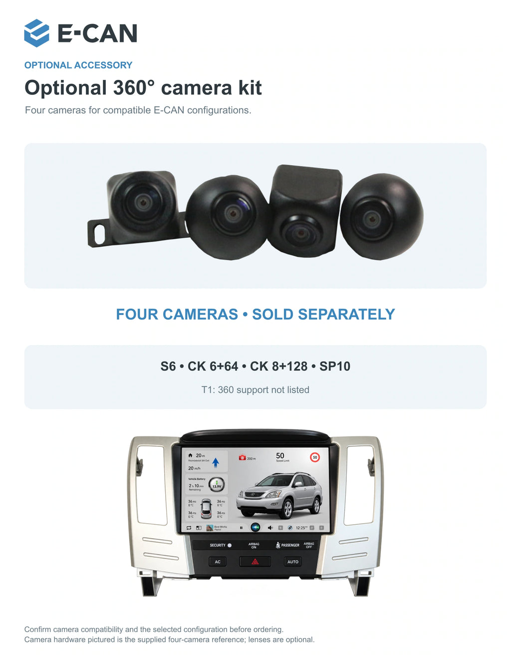 Optional 360° four-camera kit for Lexus RX XU30 XU30 2003–2009