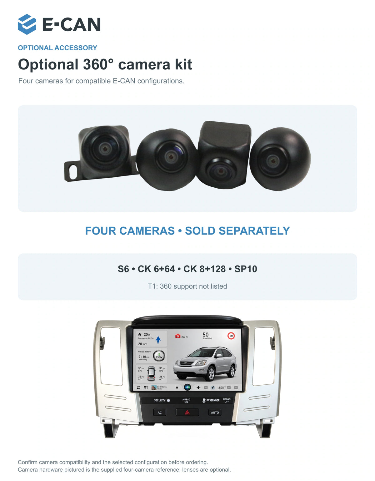 Optional 360° four-camera kit for Lexus RX XU30 XU30 2003–2009