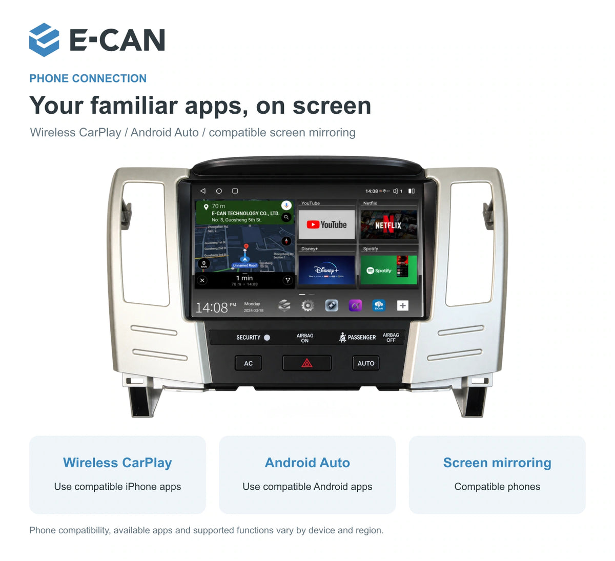 Wireless CarPlay, Android Auto and screen mirroring for Lexus RX XU30 XU30 2003–2009