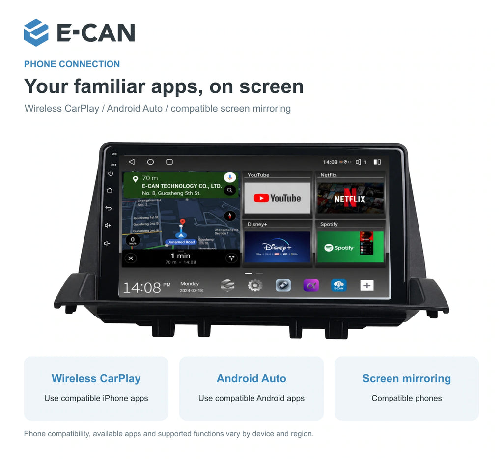 Wireless CarPlay, Android Auto and screen mirroring for Mazda6 GG / GY First generation · upper dashboard pod 2002–2008