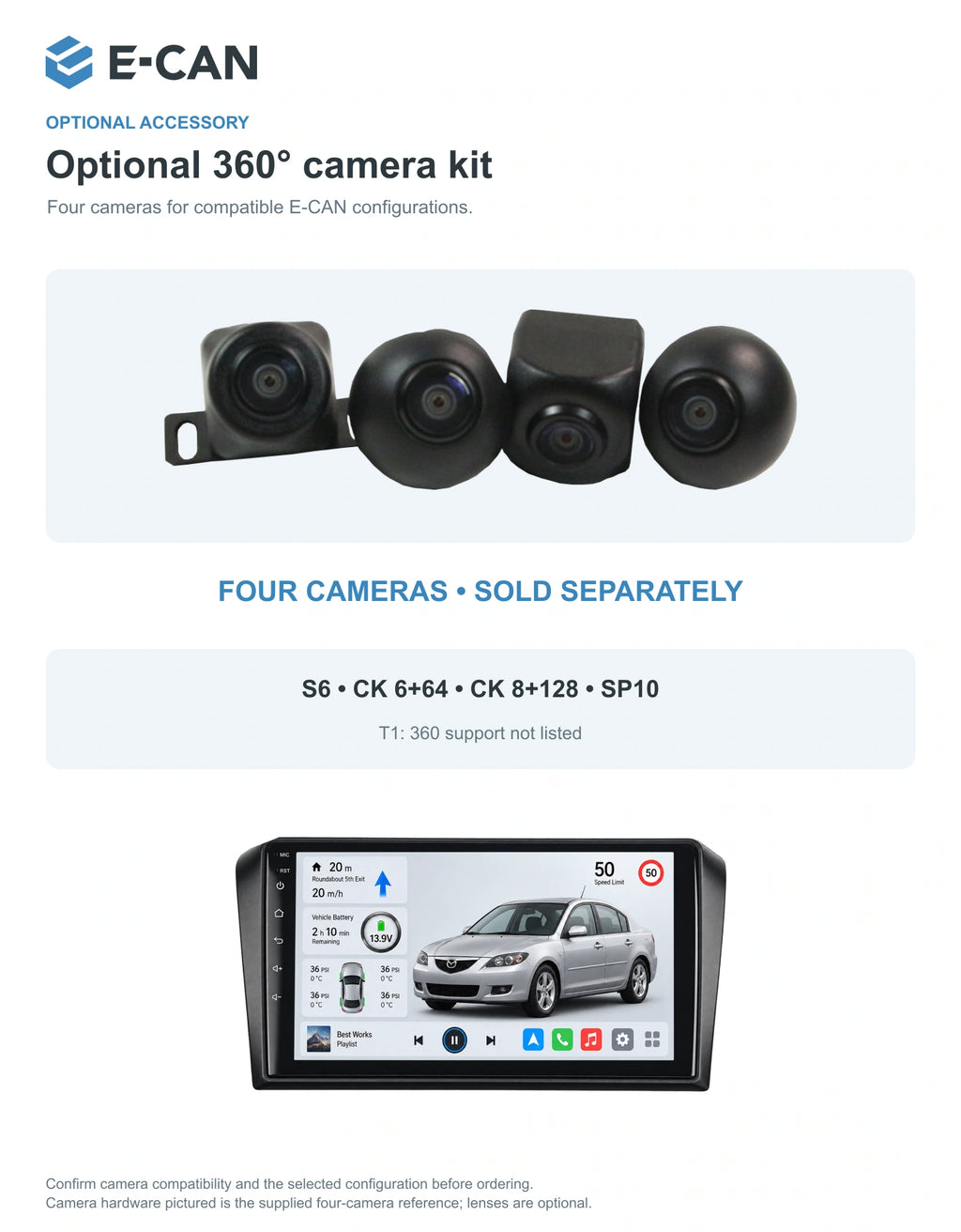 Optional 360° four-camera kit for Mazda3 BK First generation · centre radio fascia 2004–2009