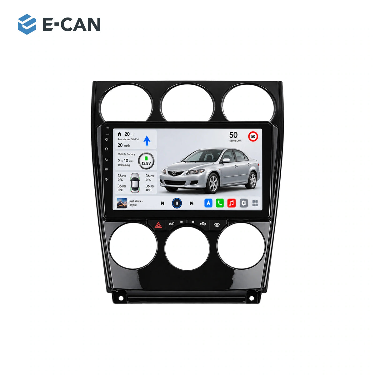 9-inch head unit with vehicle-specific fascia and SP10 interface for Mazda6 GG / Classic GG-style / Classic · full centre fascia 2004–2015