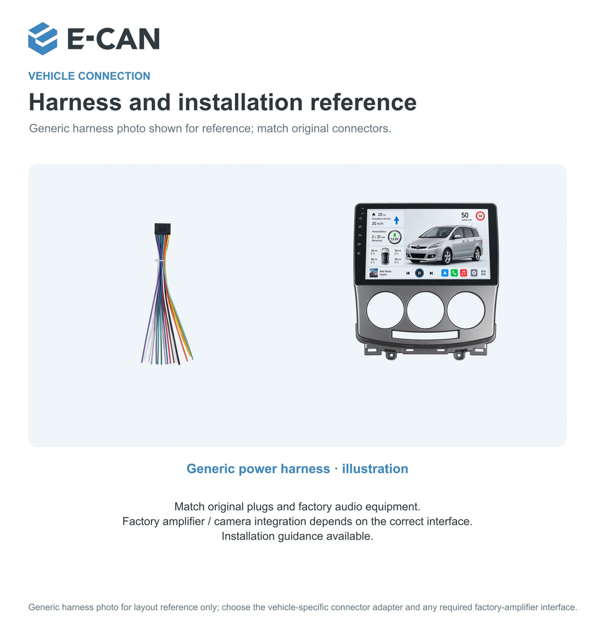 Generic power harness · illustration for Mazda5 / Premacy CR First generation · silver centre fascia 2005–2010