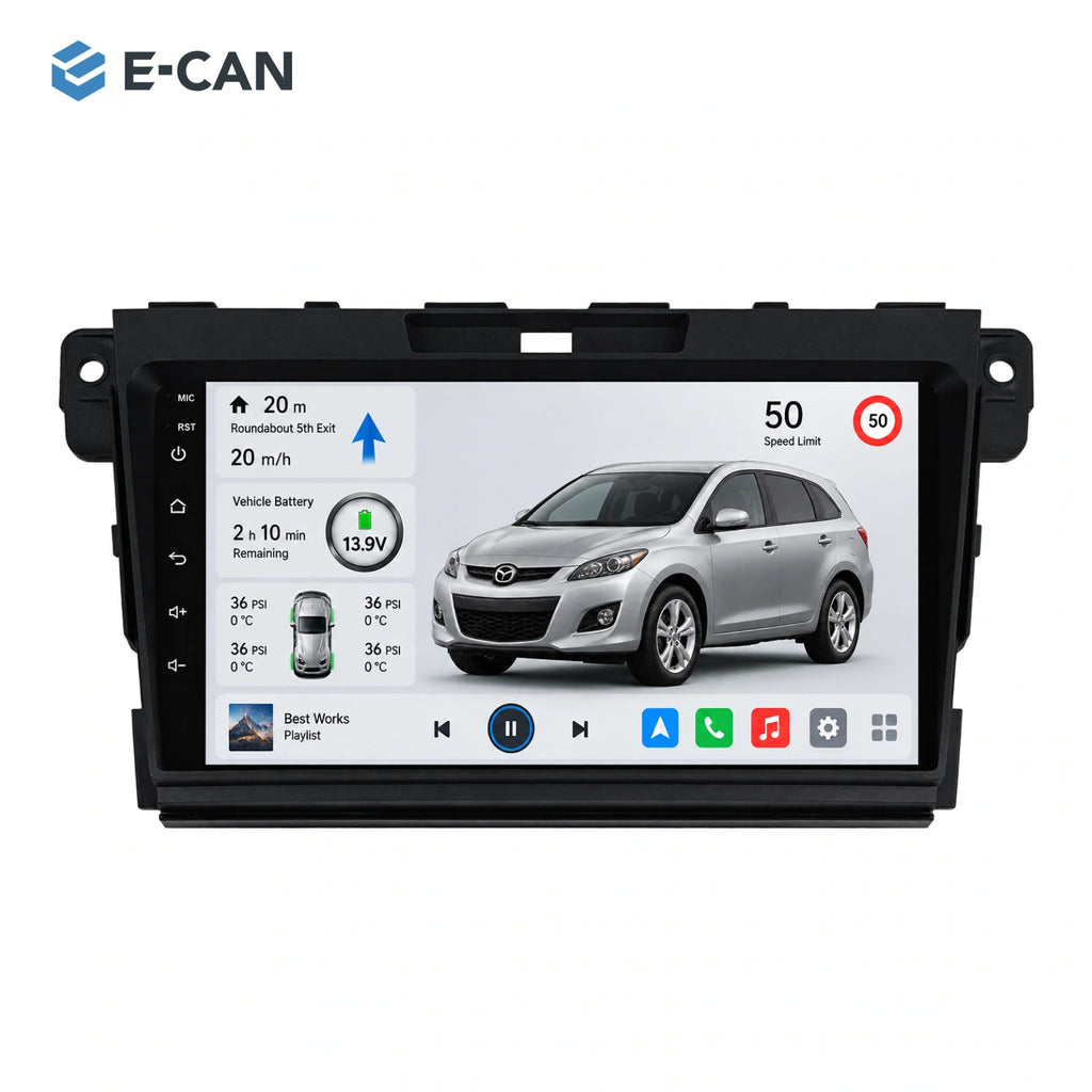 9-inch head unit with vehicle-specific fascia and SP10 interface for Mazda CX-7 ER ER generation · centre radio fascia 2007–2012
