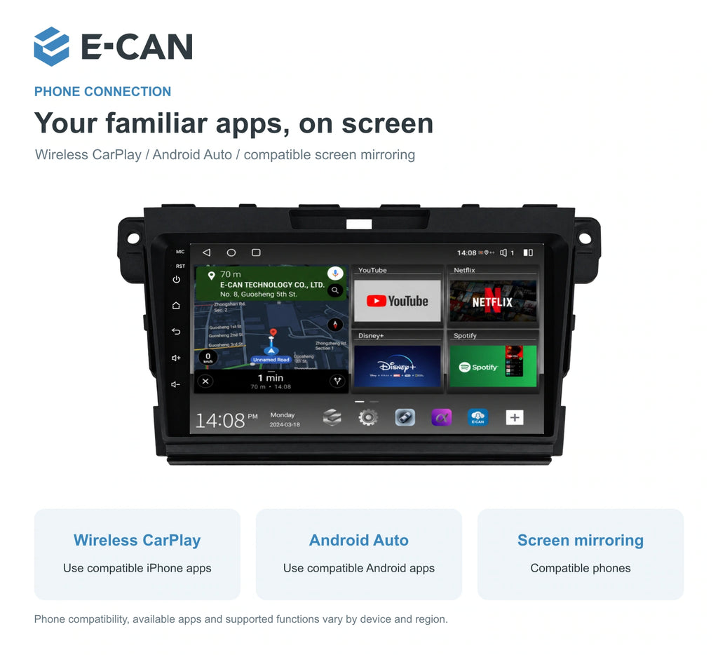 Wireless CarPlay, Android Auto and screen mirroring for Mazda CX-7 ER ER generation · centre radio fascia 2007–2012