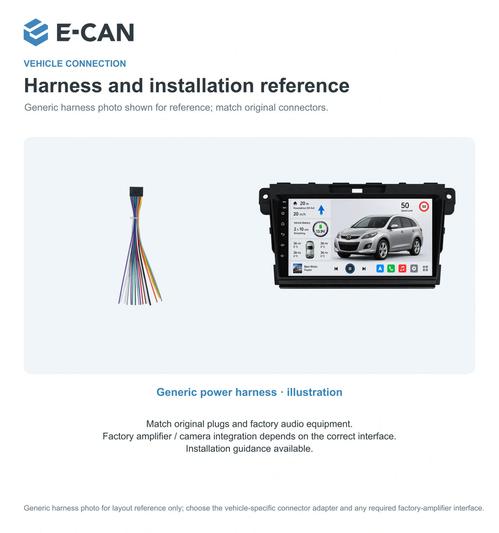Generic power harness · illustration for Mazda CX-7 ER ER generation · centre radio fascia 2007–2012