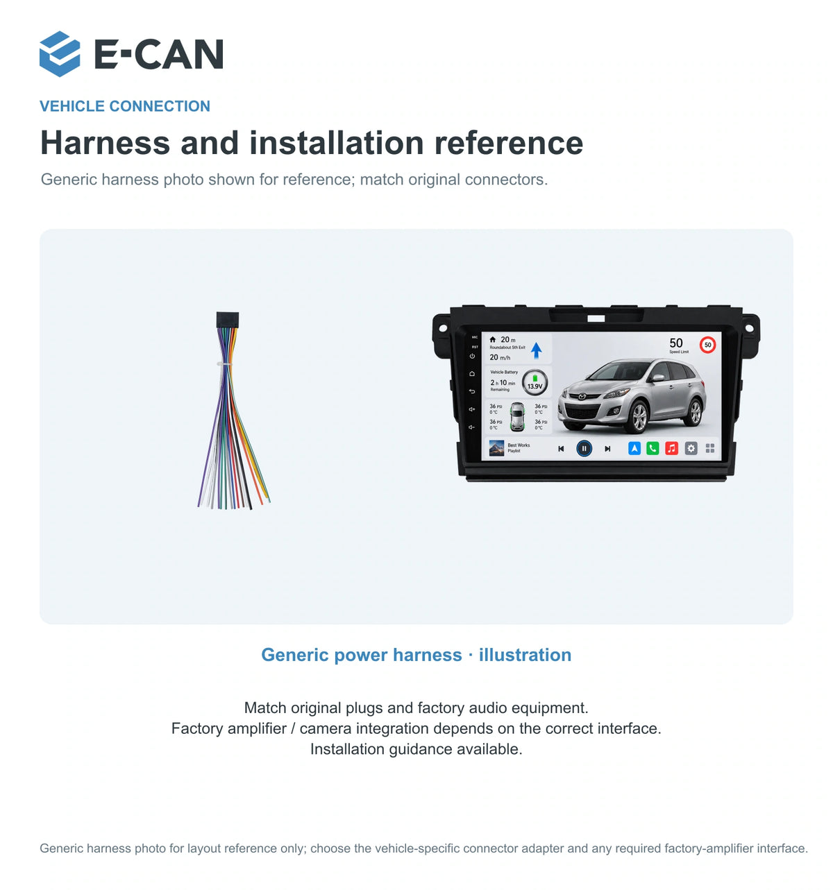 Generic power harness · illustration for Mazda CX-7 ER ER generation · centre radio fascia 2007–2012