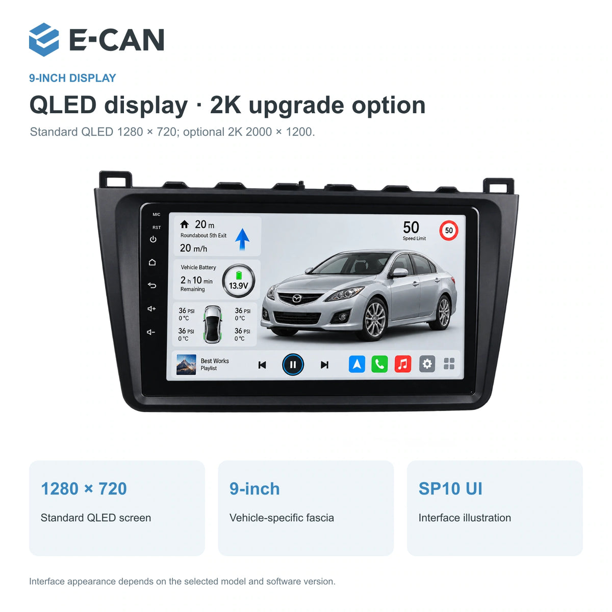 QLED display · 2K upgrade option for Mazda6 GH GH generation · centre radio fascia 2008–2012