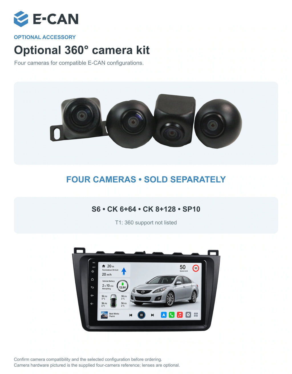 Optional 360° four-camera kit for Mazda6 GH GH generation · centre radio fascia 2008–2012