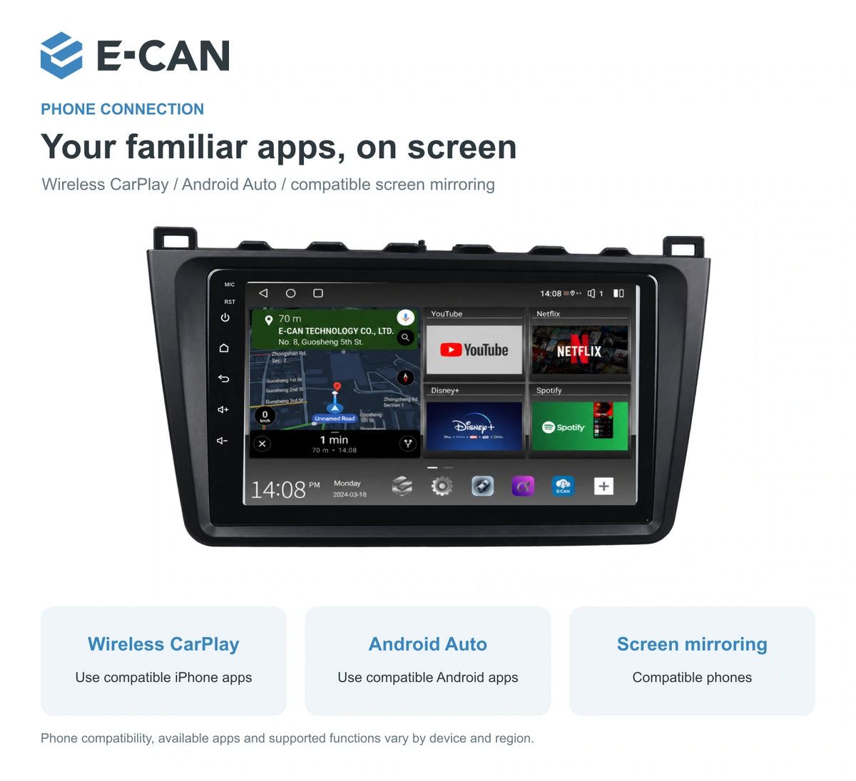 Wireless CarPlay, Android Auto and screen mirroring for Mazda6 GH GH generation · centre radio fascia 2008–2012