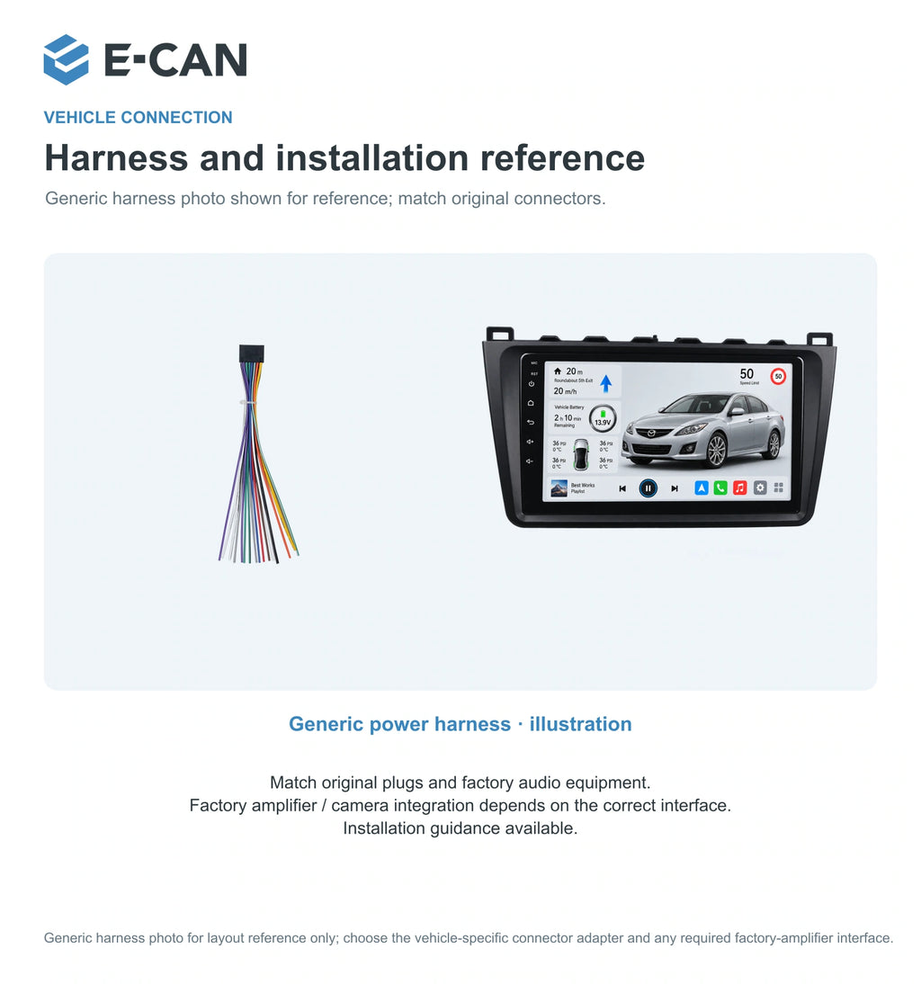 Generic power harness · illustration for Mazda6 GH GH generation · centre radio fascia 2008–2012