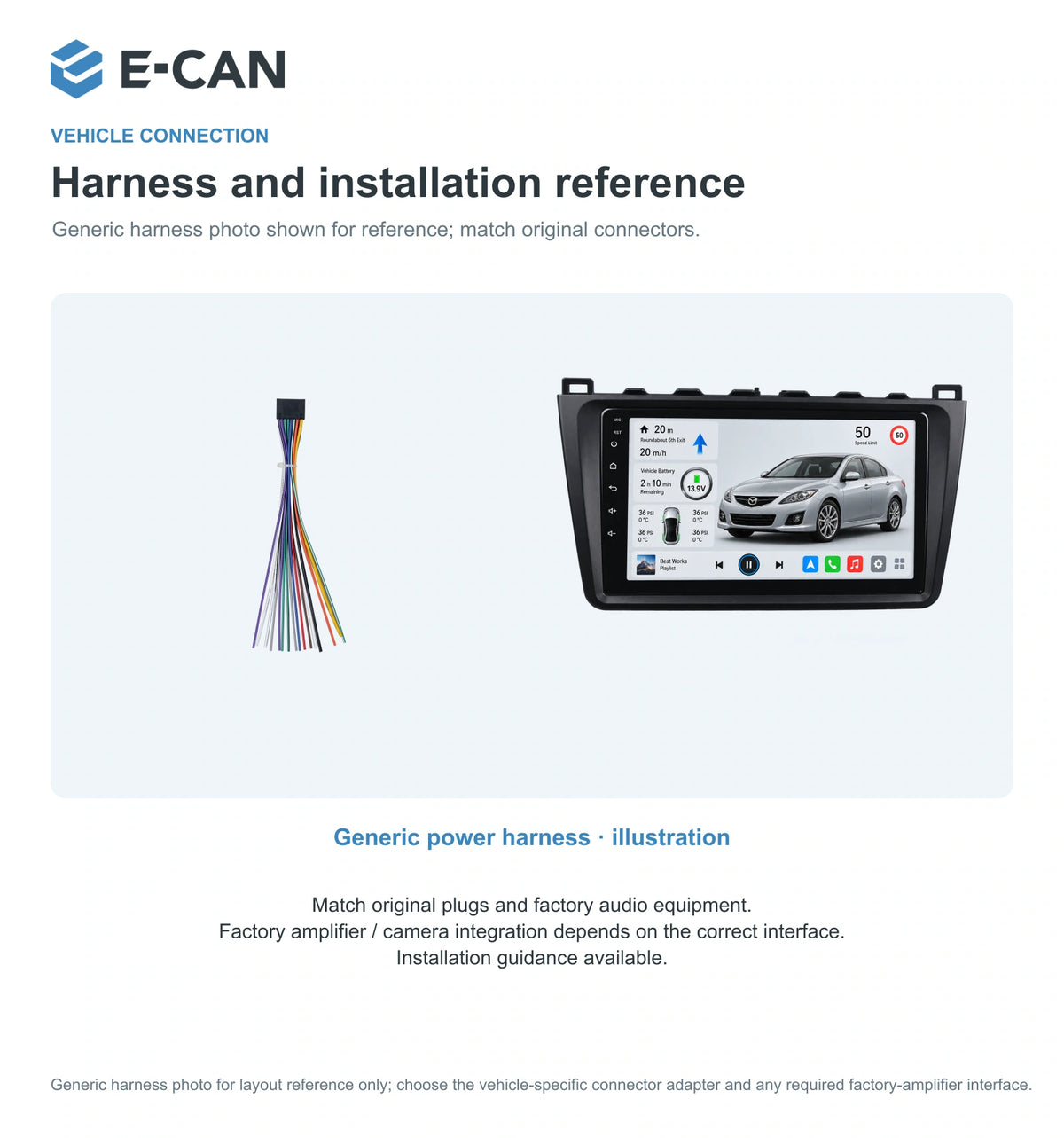 Generic power harness · illustration for Mazda6 GH GH generation · centre radio fascia 2008–2012