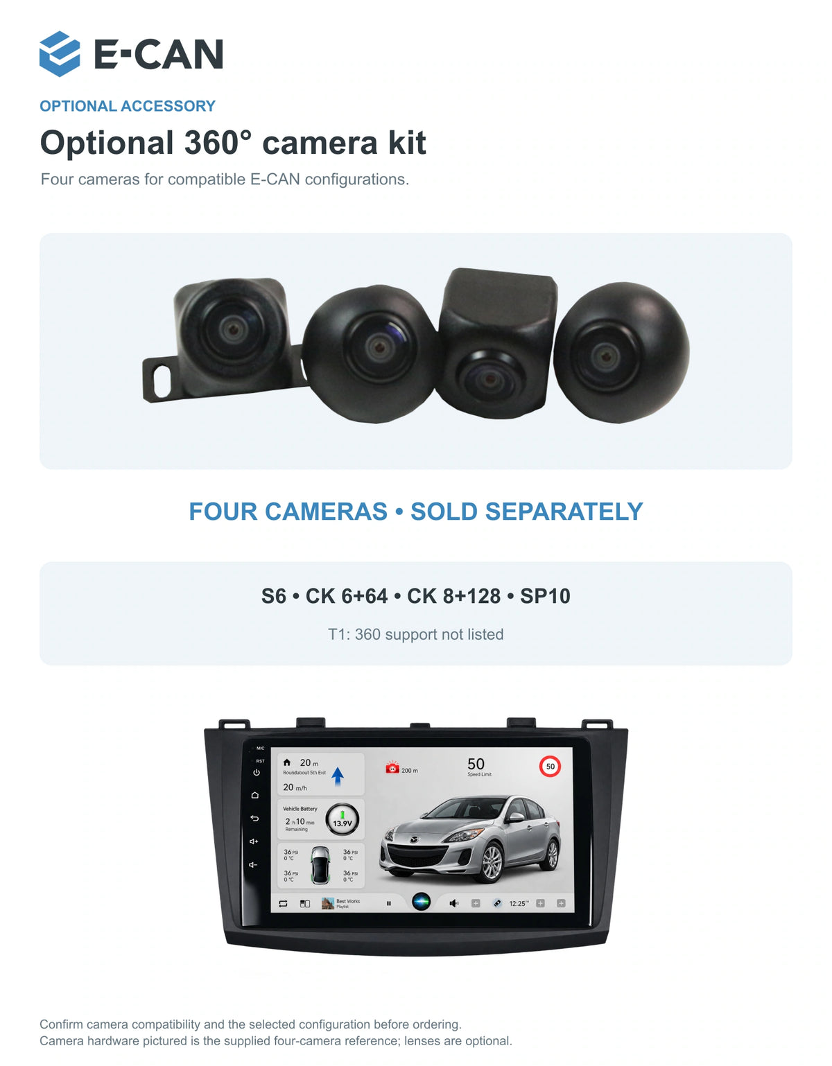 Optional 360° four-camera kit for Mazda3 BL Second generation BL · centre radio fascia 2009–2013