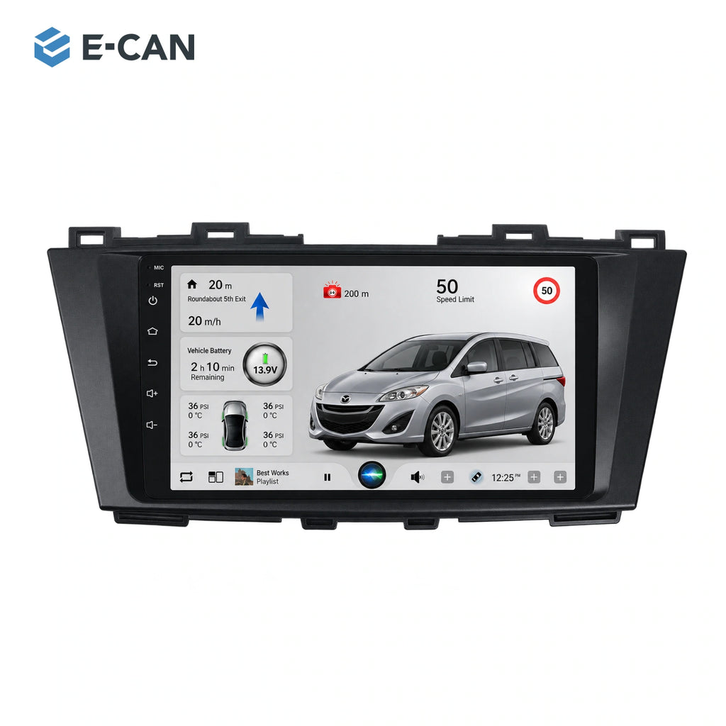 9-inch head unit with vehicle-specific fascia and SP10 interface for Mazda5 / Premacy CW Second generation CW · centre radio fascia 2010–2015