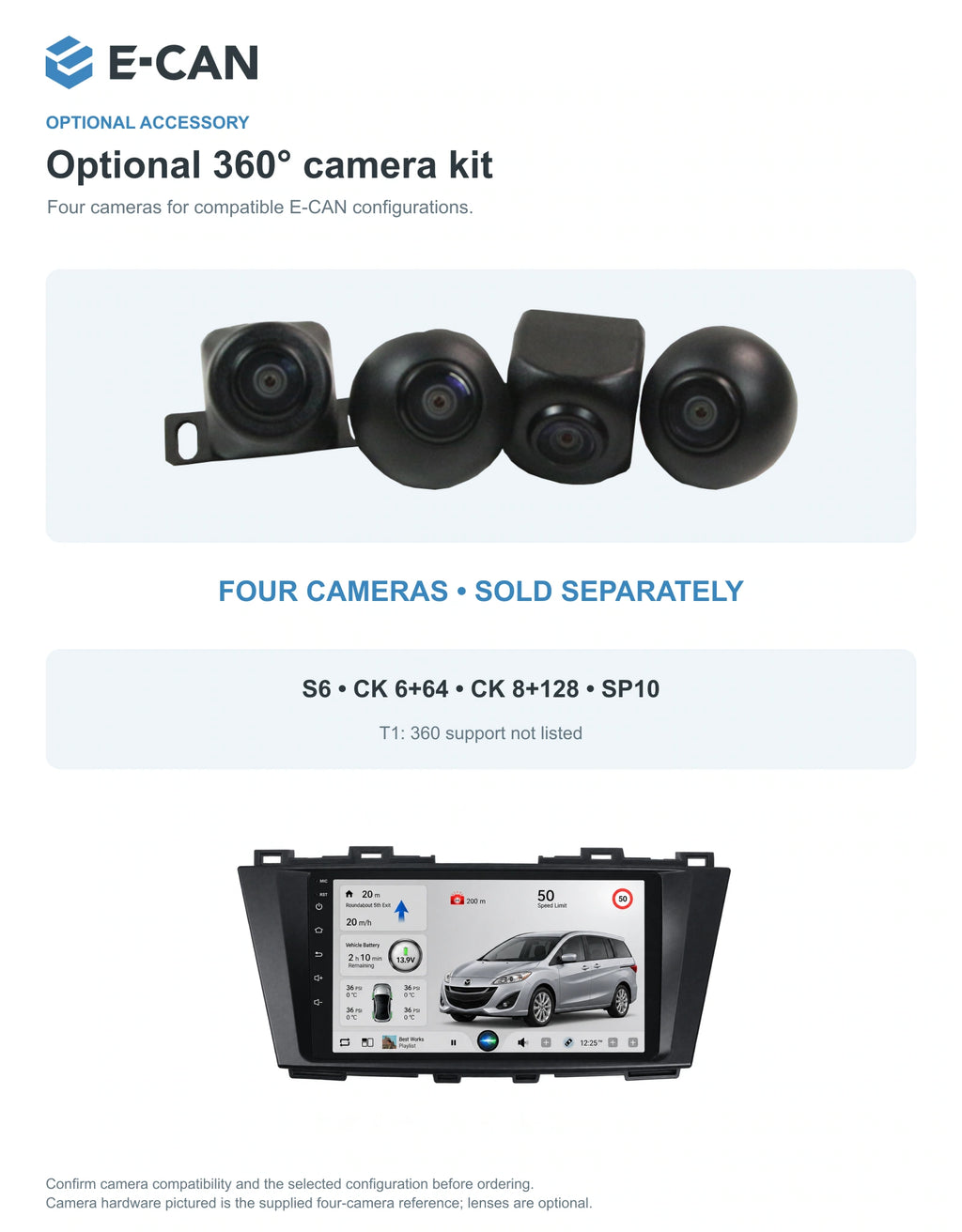 Optional 360° four-camera kit for Mazda5 / Premacy CW Second generation CW · centre radio fascia 2010–2015