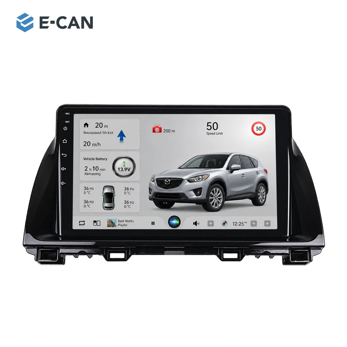 9-inch head unit with vehicle-specific fascia and SP10 interface for Mazda CX-5 KE First generation KE · raised radio fascia 2012–2015