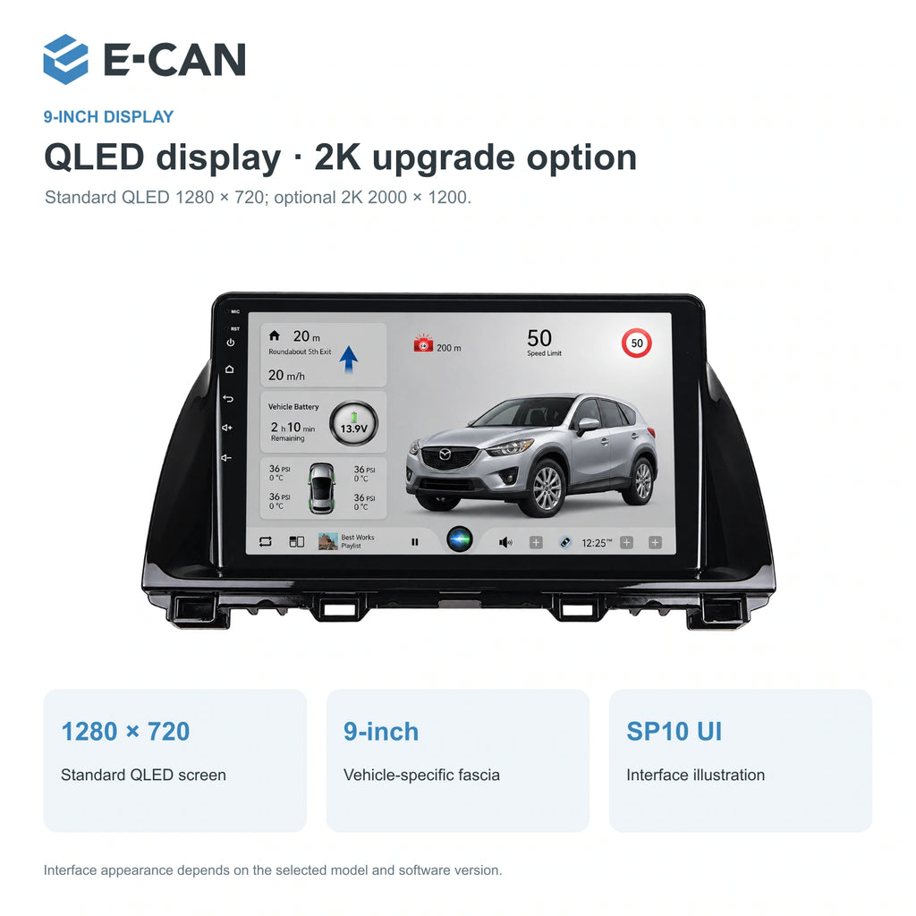 QLED display · 2K upgrade option for Mazda CX-5 KE First generation KE · raised radio fascia 2012–2015