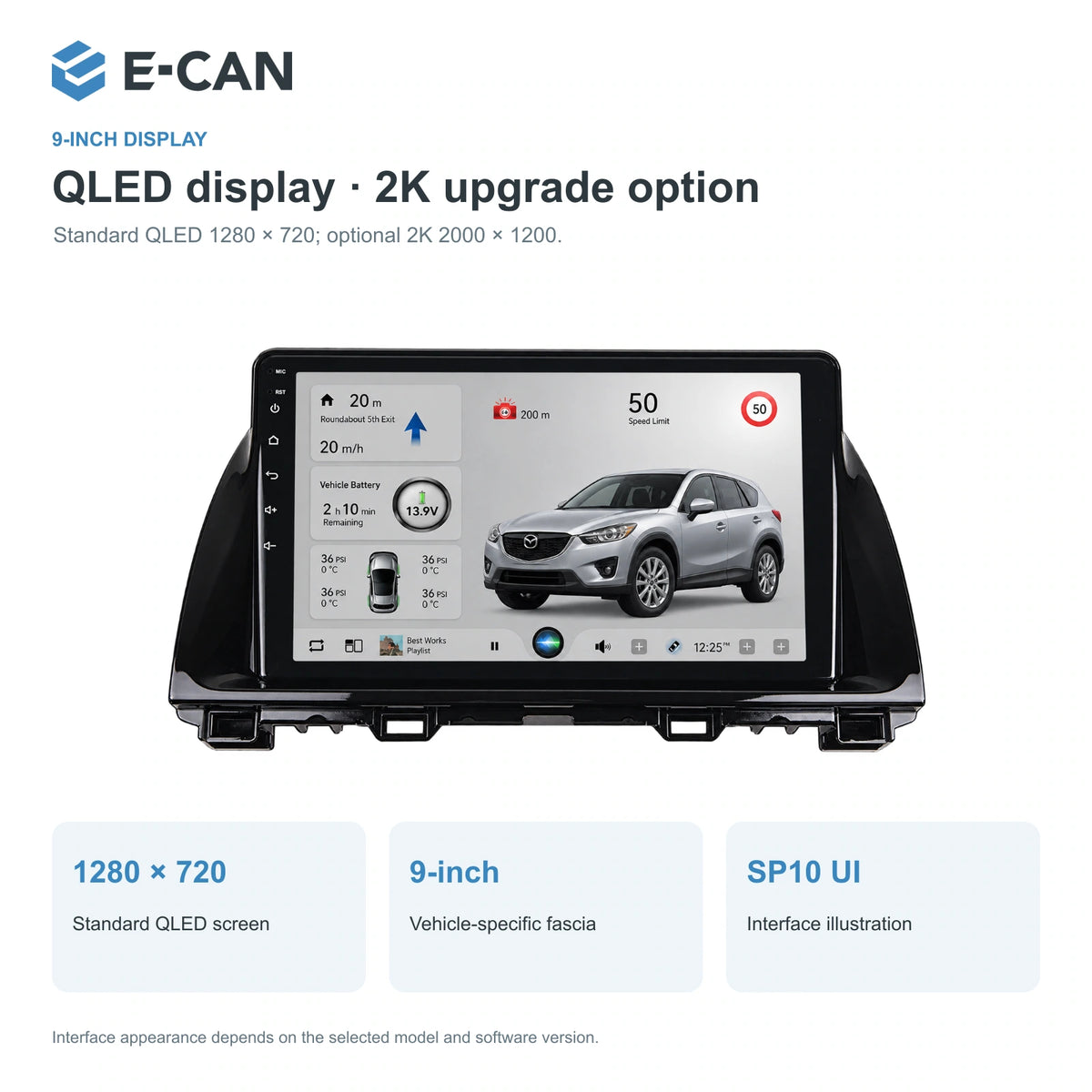 QLED display · 2K upgrade option for Mazda CX-5 KE First generation KE · raised radio fascia 2012–2015