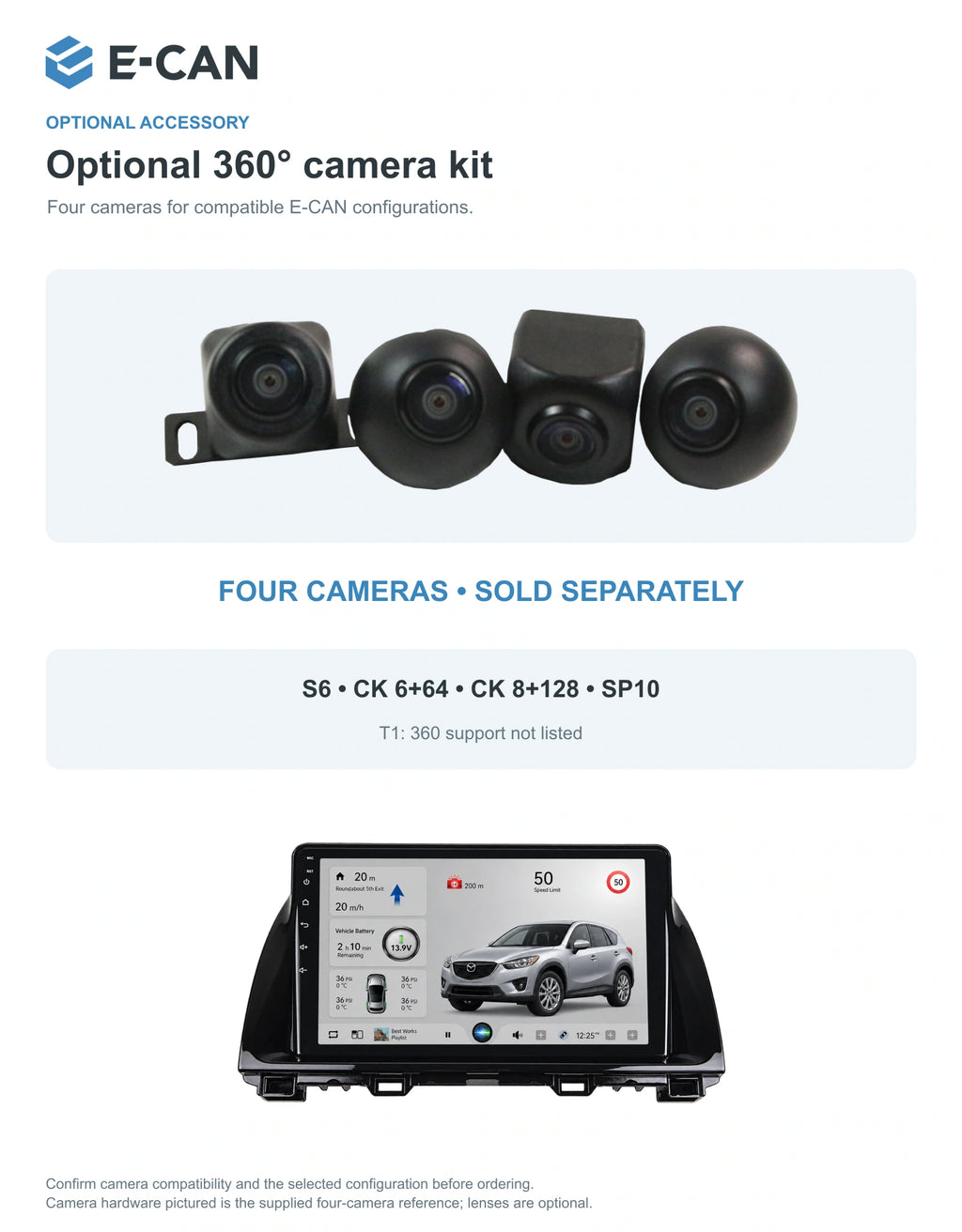 Optional 360° four-camera kit for Mazda CX-5 KE First generation KE · raised radio fascia 2012–2015