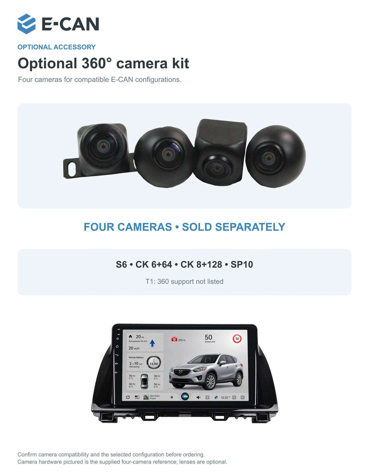 Optional 360° four-camera kit for Mazda CX-5 KE First generation KE · raised radio fascia 2012–2015