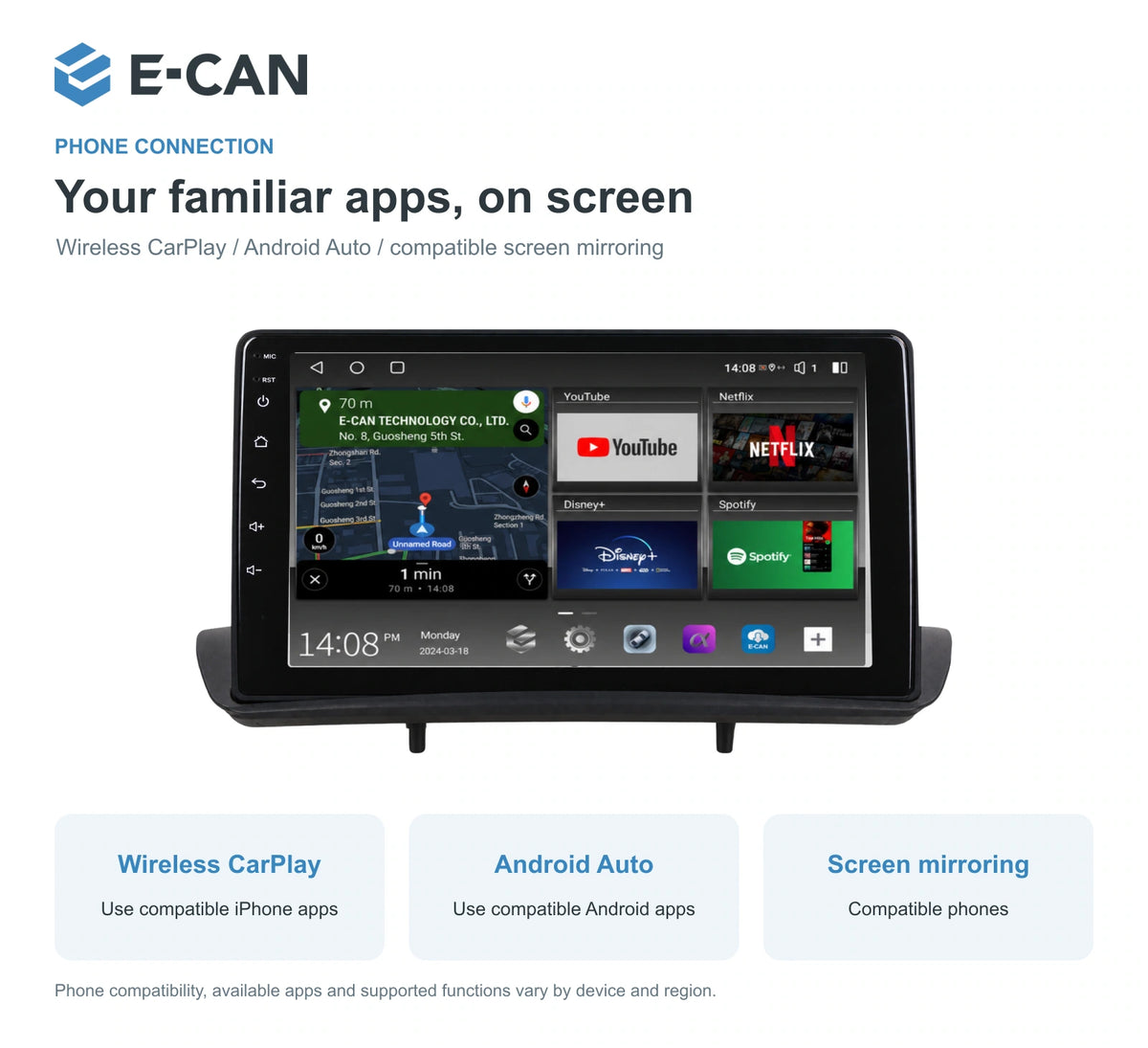 Wireless CarPlay, Android Auto and screen mirroring for Mazda BT-50 Second generation · upper dashboard pod 2012–2017
