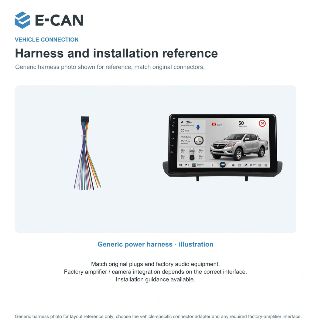 Generic power harness · illustration for Mazda BT-50 Second generation · upper dashboard pod 2012–2017