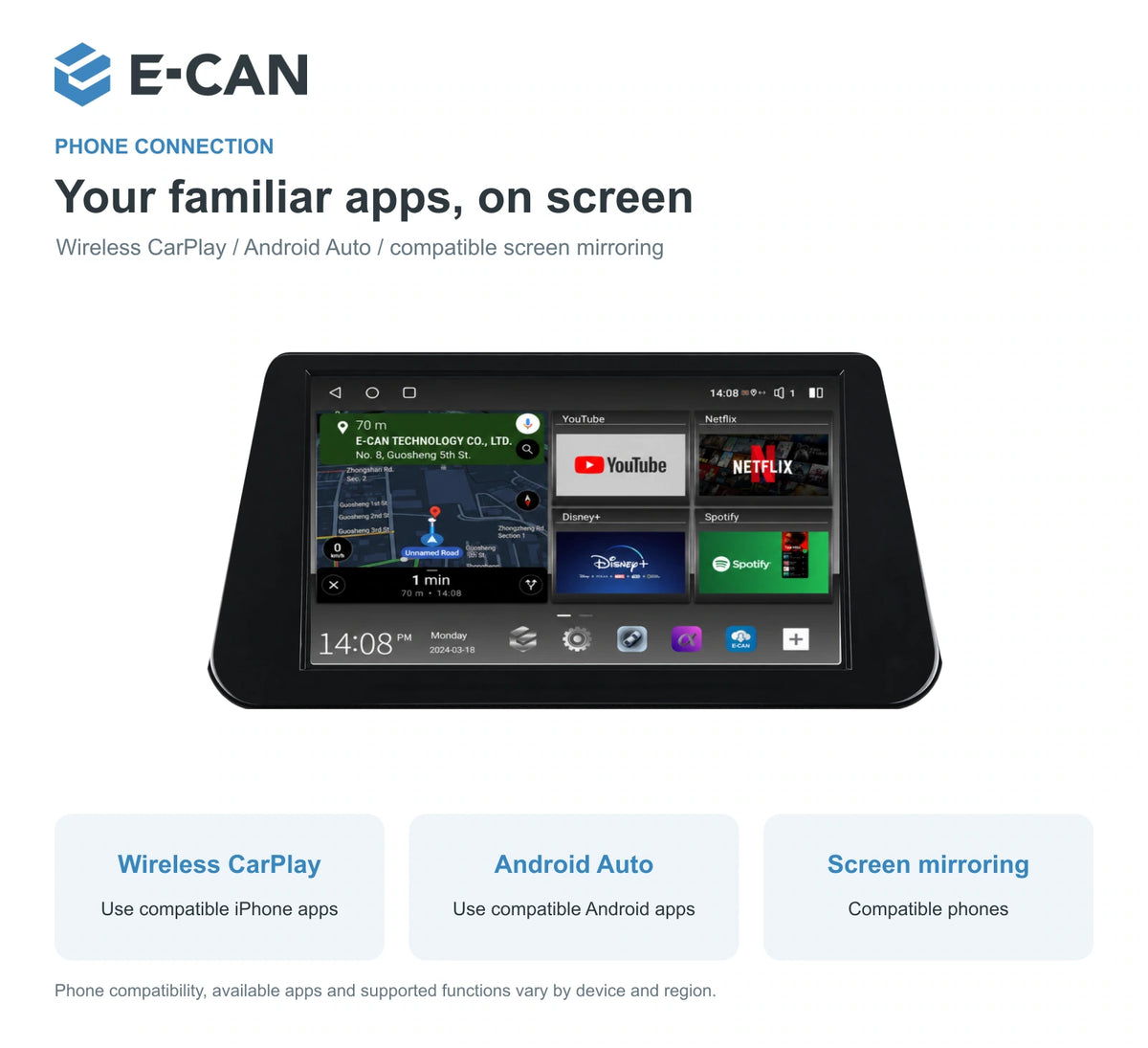Wireless CarPlay, Android Auto and screen mirroring for Mazda3 / Axela BM / BN Third generation BM / BN · 9-inch internal mount 2014–2019