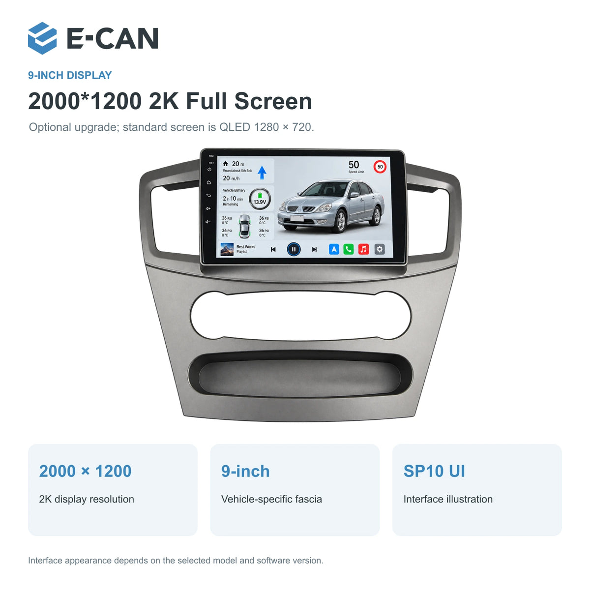 Mitsubishi Galant Grunder 2005–2009 9-inch — 02 2k display; optional screen upgrade