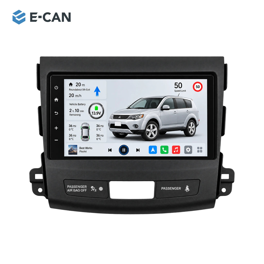 Mitsubishi Outlander CW 2008–2011 9-inch — 01 product white; interface illustration