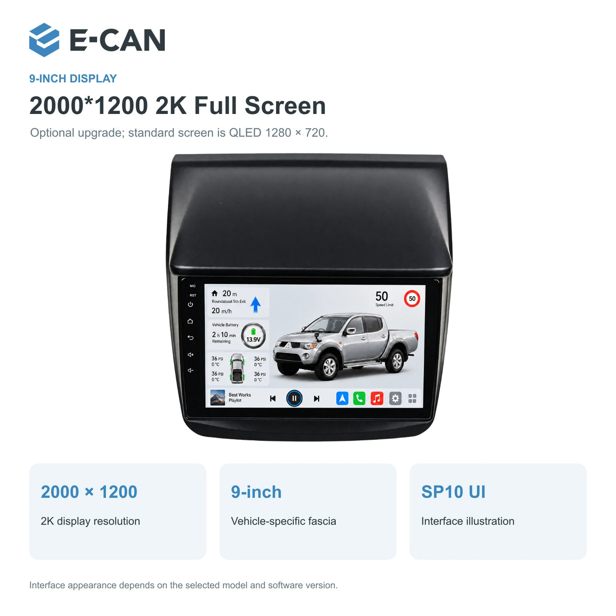 Mitsubishi Triton ML/MN 2008–2014 9-inch — 02 2k display; optional screen upgrade